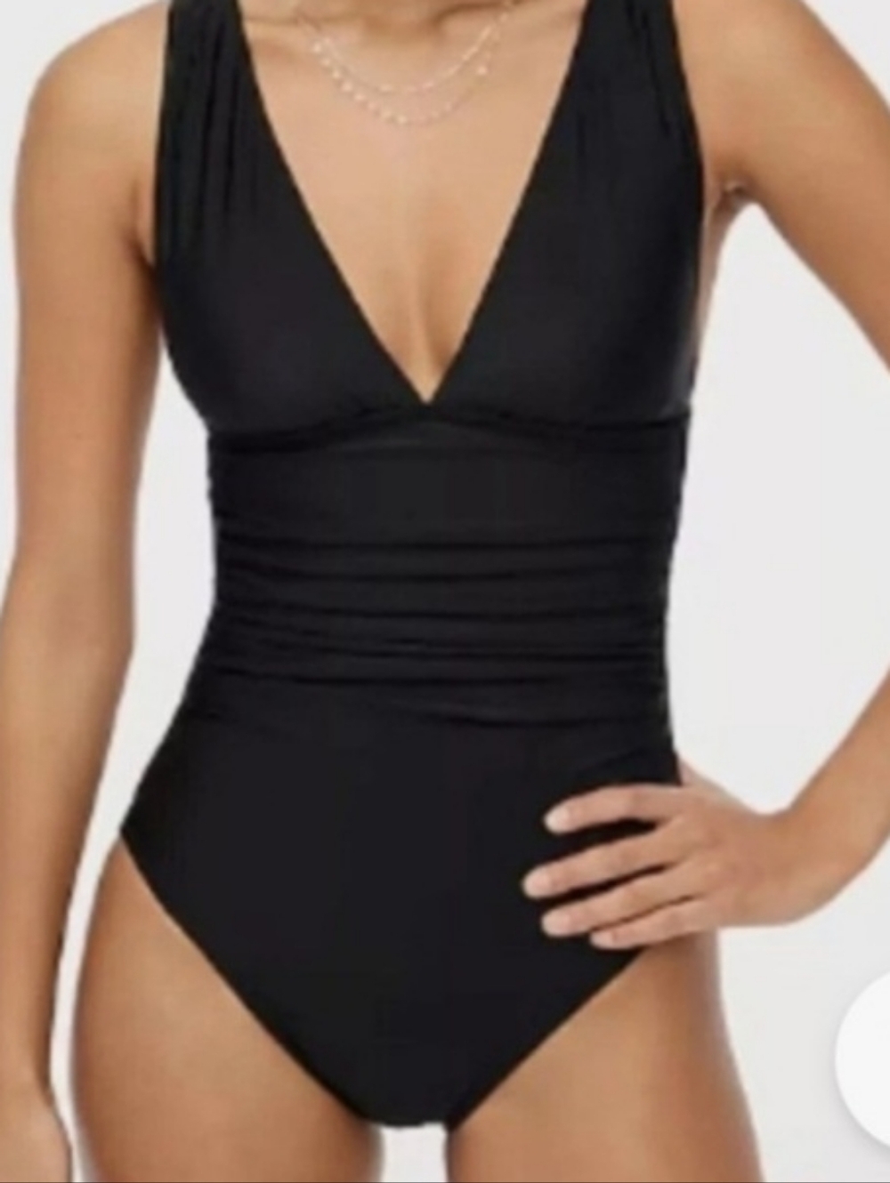 J. Crew Navy Plunge V Neck One-Piece Swimsuit